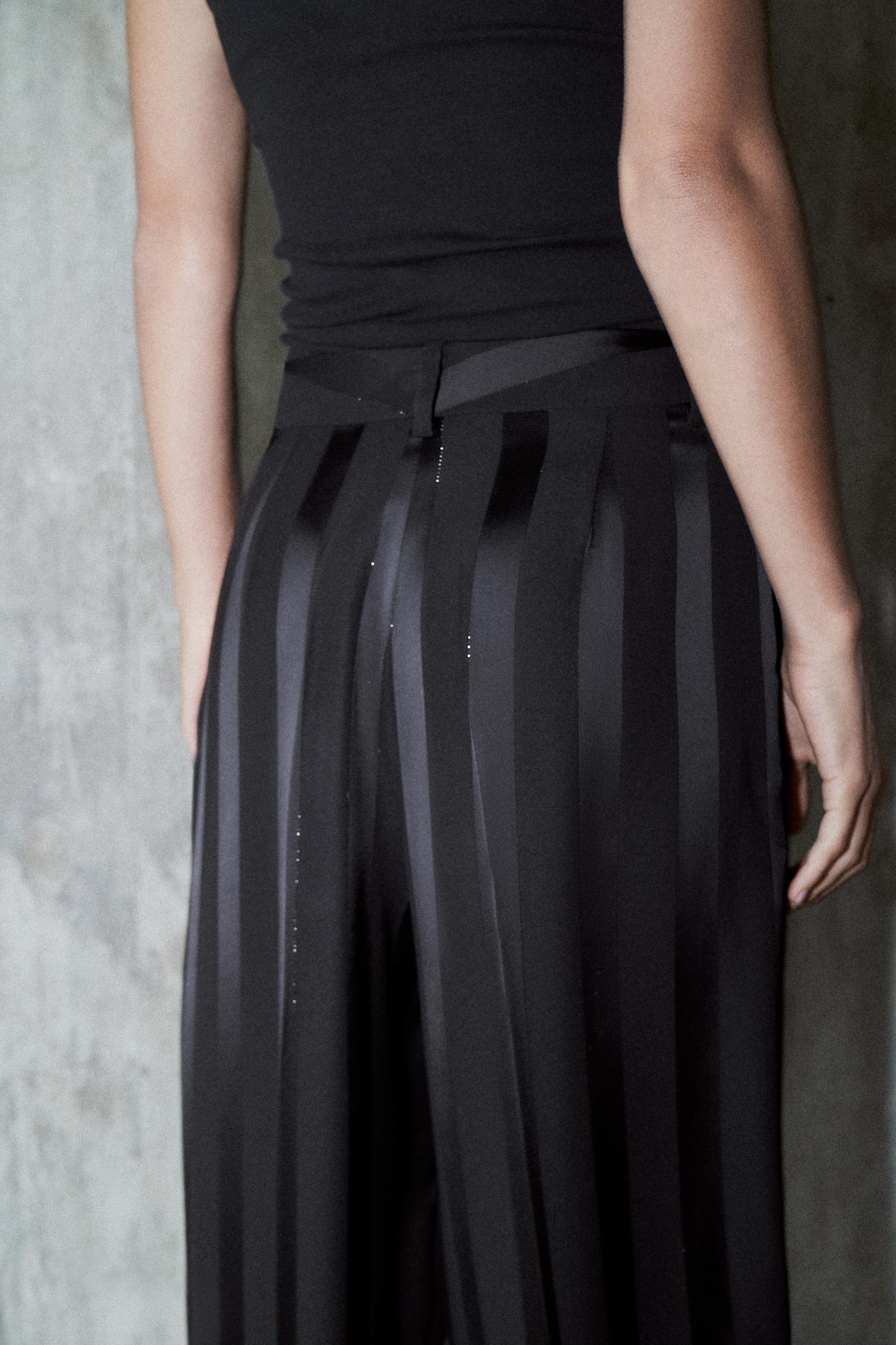 PANTALON JACQUARD RAYURES FIL MÉTALLISÉ